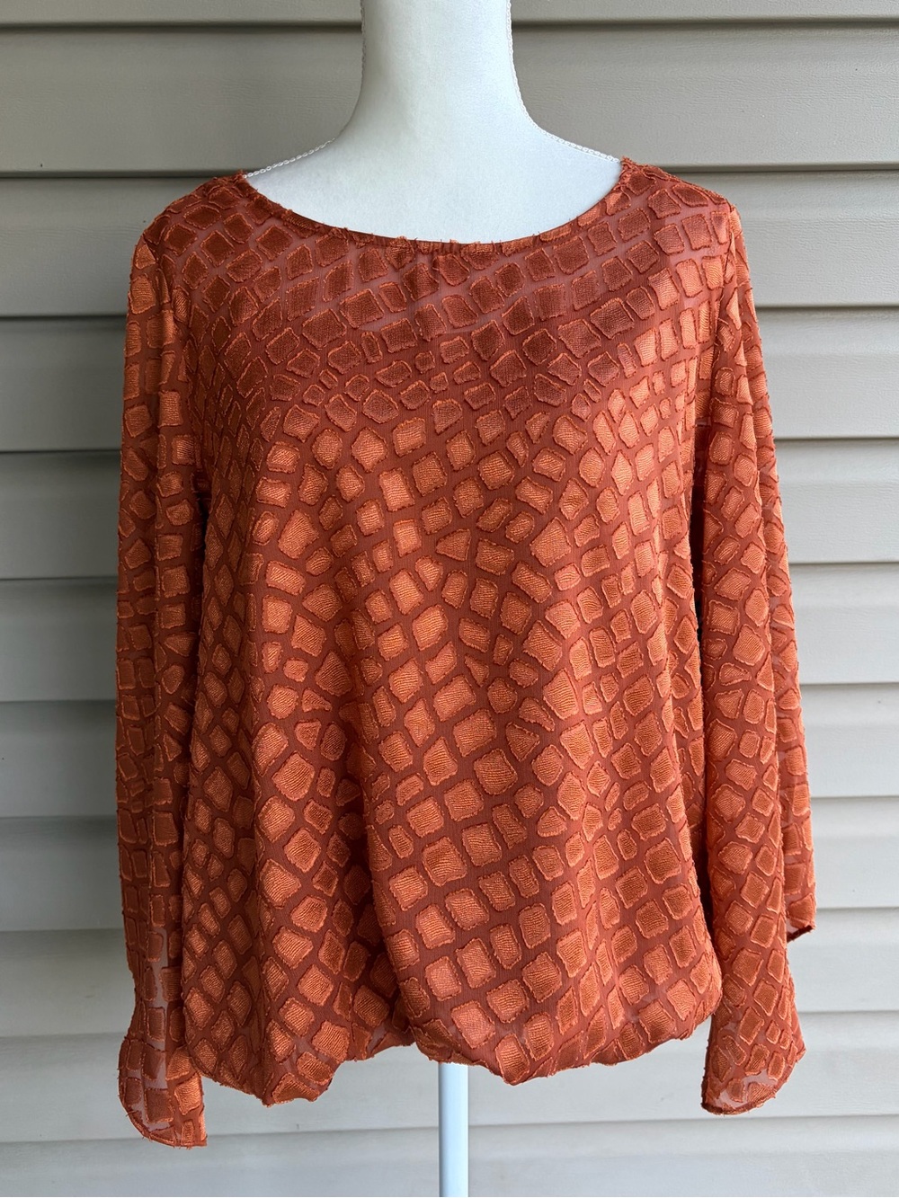 •Alfani• NWT Textured Sheer Blouse with Attached Camisole - Size Large
